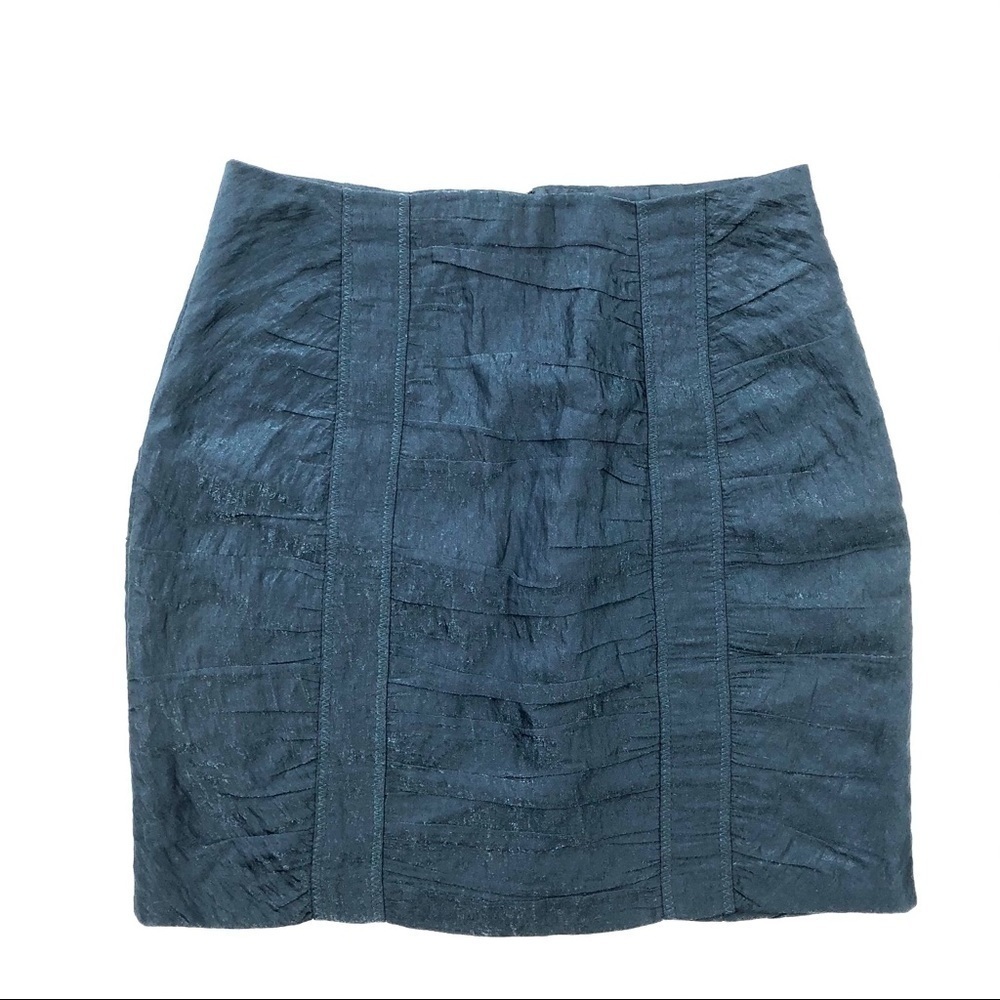 Nanette Lepore teal blue sparkle ruched miniskirt 2